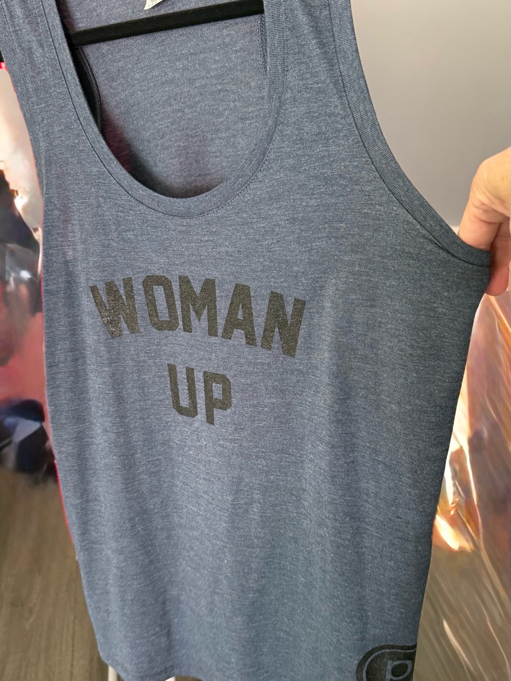 District Slate Blue 'WOMAN UP' Graphic Tank Top Pure Barre